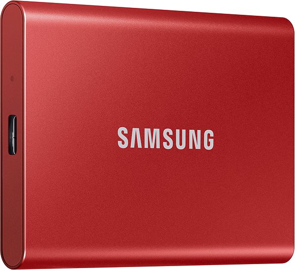 External Hard Drive Samsung Portable SSD T7 500GB, Red Lateral view