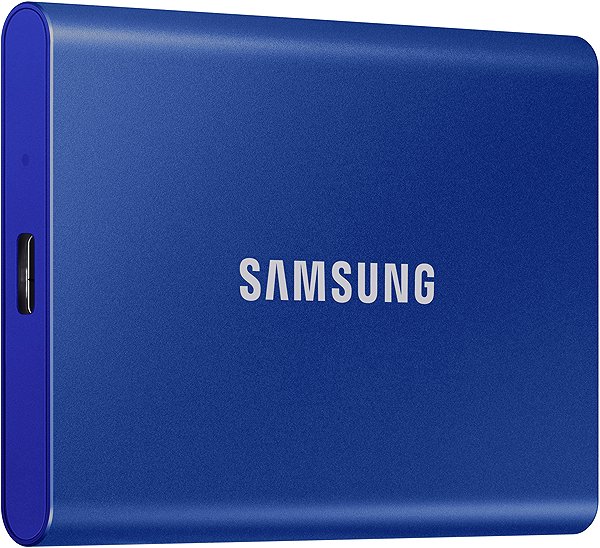 External Hard Drive Samsung Portable SSD T7 1TB, Blue Lateral view