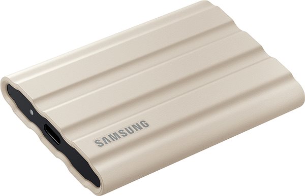 External Hard Drive Samsung Portable SSD T7 Shield 2TB Beige Lateral view