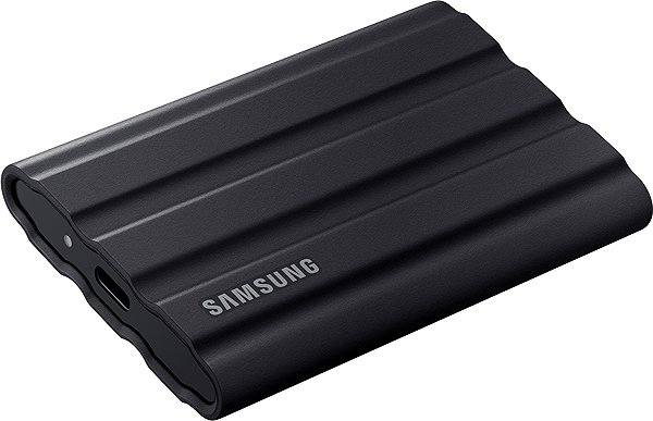 External Hard Drive Samsung Portable SSD T7 Shield 2TB Black Lateral view