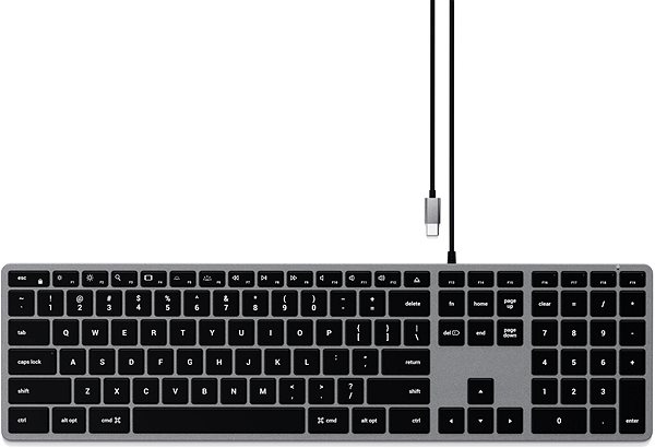 Billentyűzet Satechi Slim W3 USB-C BACKLIT Wired Keyboard - Space Grey - US Képernyő