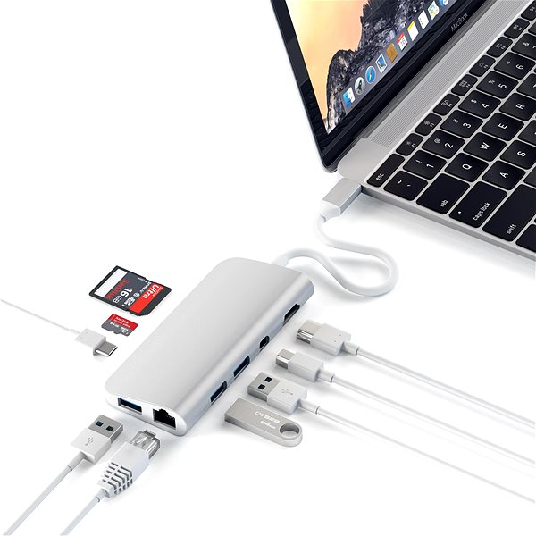 Port Replicator Satechi Aluminium Type-C Multimedia Adapter (HDMI 4K, 1x USB-C, Ethernet, 1x USB 3.0, MicroSD, MiniD Connectivity (ports)