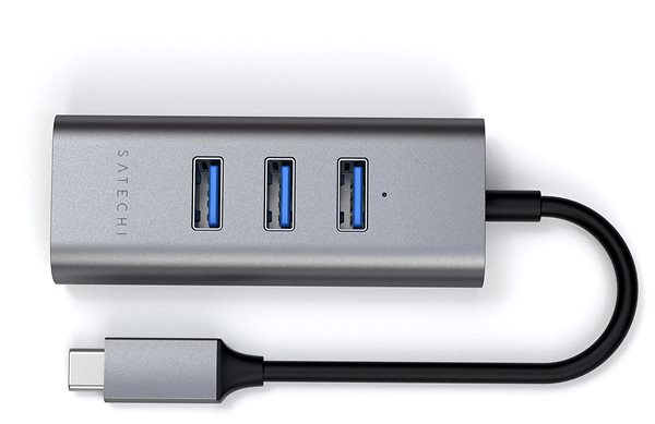 USB Hub Satechi Aluminium Type-C Hub (3x USB 3.0, Ethernet) - Space Grey Screen