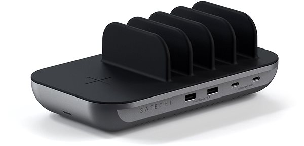 Netzladegerät Satechi Dock 5 Multi Device Charging Station (2 x USB-C PD 20 W, 2 x USB-A 12 W, Wireless) - Space Grey ...