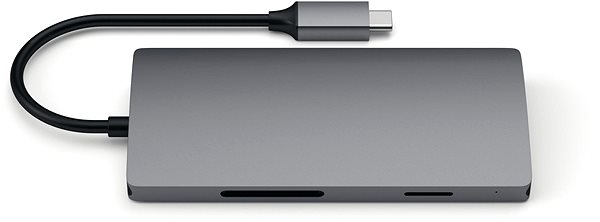 Port Replicator Satechi Aluminum Type-C Multi-Port Adapter (HDMI 4K, 3x USB 3.0, MicroSD, Ethernet V2) - Space Grey Lateral view