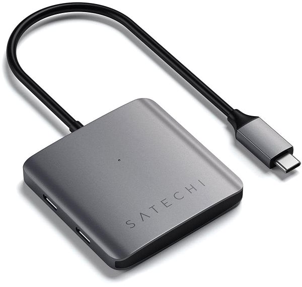 Port-Replikator Satechi 4-PORT USB-C Hub (4 x USB-C bis zu 5 Gbps) - Space Grey Seitlicher Anblick