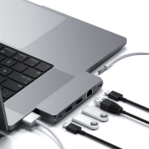Port replikátor Satechi Aluminium - Hub Mini (1x USB4 96W, 1x HDMI 6 K 60 Hz, 2 x USB-A 3.0, 1x Ethernet, 1x USB-C, 1x Au) Csatlakozási lehetőségek (portok)
