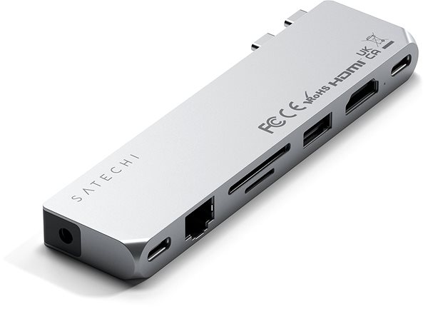 Port-Replikator Satechi Pro Hub Max (1 x USB4, 1 x HDMI 4K 60 Hz,1 x USB-A3.0, 1 x micro/SD, 1 x Ethernet,1 x USB-C, 1 x Audio) - Sil ...