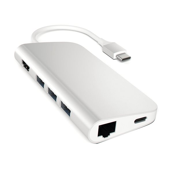 Replikátor portov Satechi Aluminium Type-C Multi-Port Adaptér (HDMI 4K, 3× USB 3.0, MicroSD, Ethernet) – Silver ...