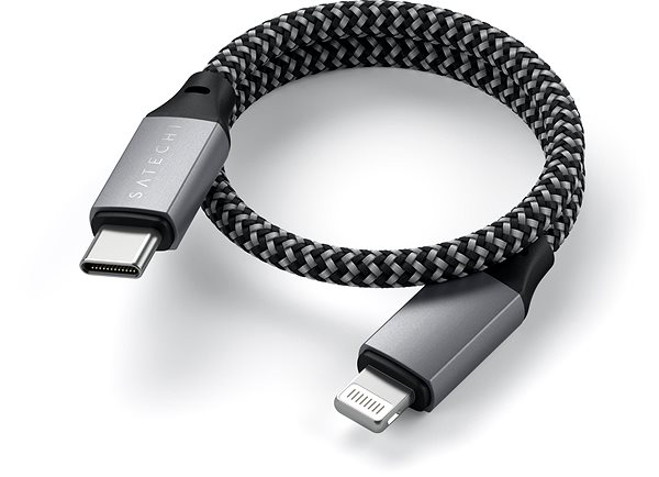 Napájací kábel Satechi USB-C to Lightning Short Cable 25 cm – Space Grey ...