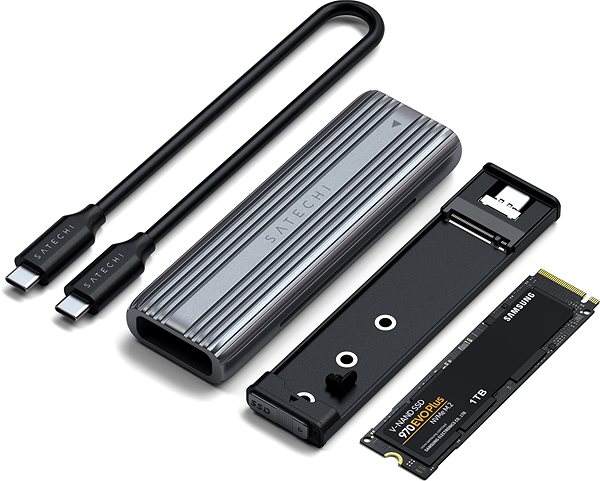 Externes Festplattengehäuse Satechi USB-C NVME & SATA SSD-Gehäuse Grau ...