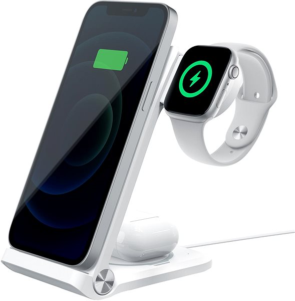 Töltőállvány Nillkin PowerTrio 3 az 1-ben vezeték nélküli töltő Apple Watch-hoz Whie (MFI) ...