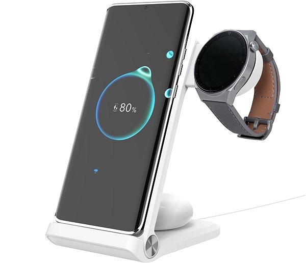 Töltőállvány Nillkin PowerTrio Huawei Watch vezeték nélküli töltő 3in1 - fehér ...