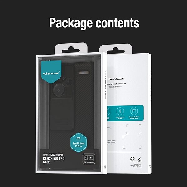Handyhülle Nillkin CamShield PRO Back Cover für das Xiaomi Redmi Note 13 Pro + 5G Black Packungsinhalt