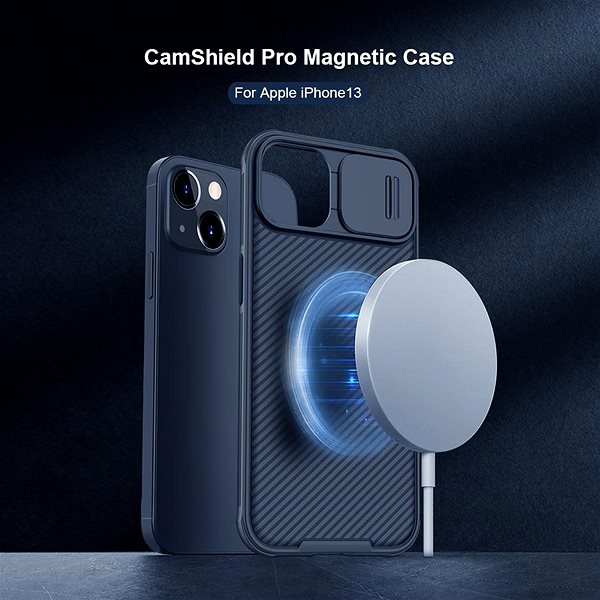 Handyhülle Nillkin CamShield Pro Magnetic Cover für Apple iPhone 13 Blau ...
