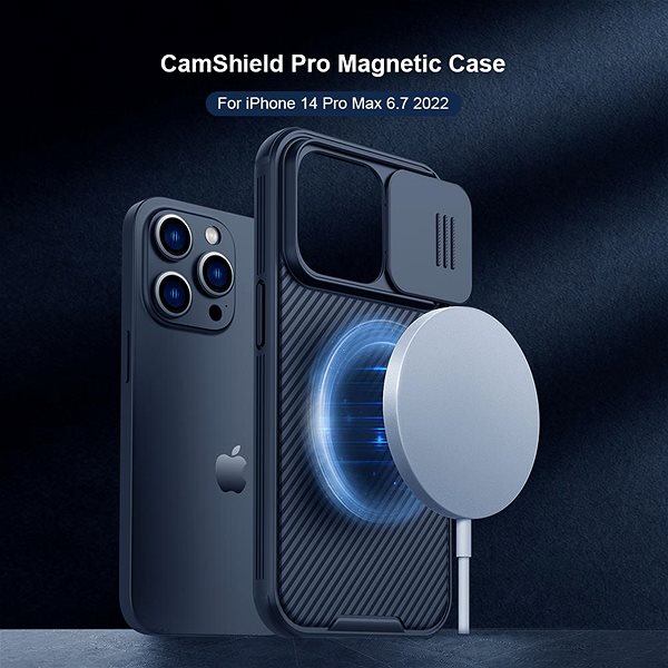 Handyhülle Nillkin CamShield PRO Magnetische Rückenabdeckung für Apple iPhone 14 Pro Max Blau ...