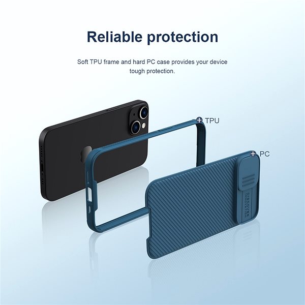 Handyhülle Nillkin CamShield PRO Magnetische Rückenabdeckung für Apple iPhone 14 Plus Blau ...