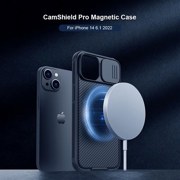 Handyhülle Nillkin CamShield PRO Magnetische Rückenabdeckung für Apple iPhone 14 Schwarz ...