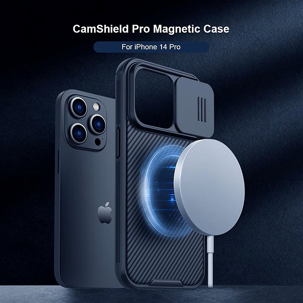 Telefon tok Nillkin CamShield PRO Magnetic Apple iPhone 14 Pro hátlap tok, mélylila ...