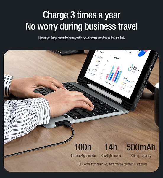 Tablet tok billentyűzettel Nillkin Bumper Combo Keyboard Case Apple iPad 10,2 (2019) / (2020) / (2021) billentyűzetes tok - fekete ...