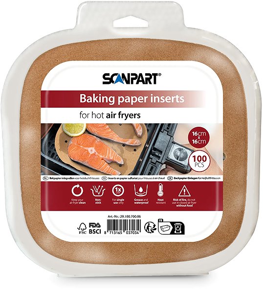 Backpapier ScanPart Perforiertes Papier für Heißluftfritteusen 16 × 16 cm 100 Stück ...