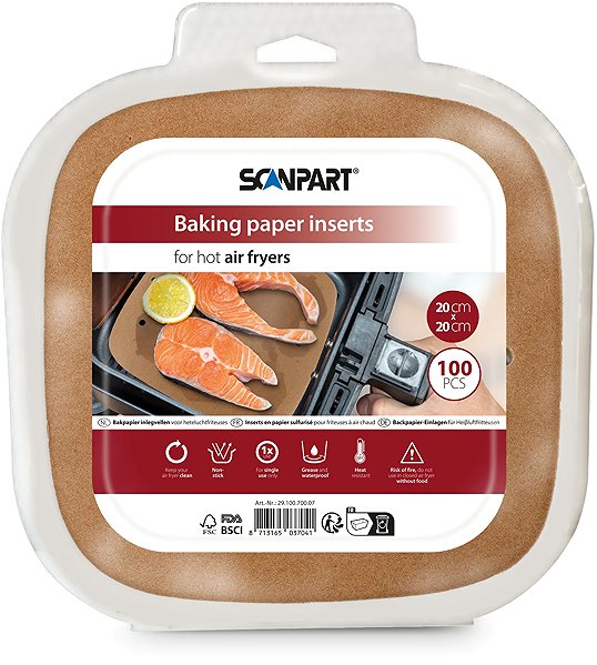 Backpapier ScanPart Perforiertes Papier für Heißluftfritteusen 20 × 20 cm 100 Stück ...