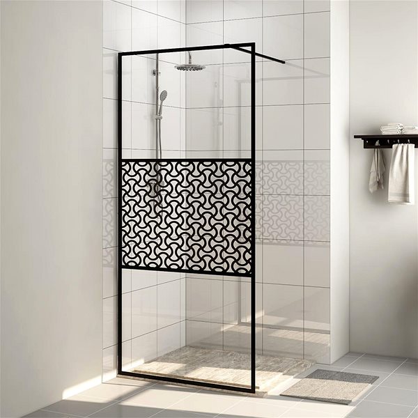Sprchová zástena Shumee Zástena do priechodnej sprchy, číre ESG sklo, 100 × 195 cm, čierna ...