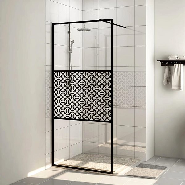 Sprchová zástena Shumee Zástena do priechodnej sprchy, číre ESG sklo, 90 × 195 cm, čierna ...
