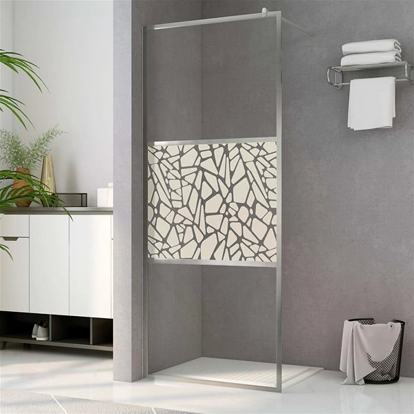 Sprchová zástena Shumee Zástena do priechodnej sprchy, ESG sklo, 80 × 195 cm, dizajn s kameňmi ...