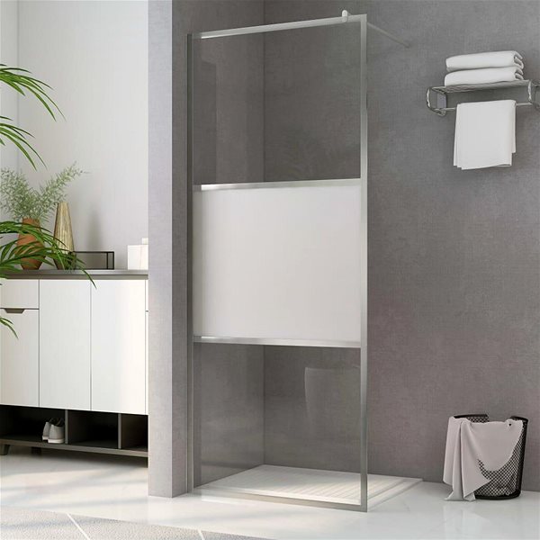 Sprchová zástena Shumee Zástena do priechodnej sprchy, napoly mliečne ESG sklo, 100 × 195 cm ...
