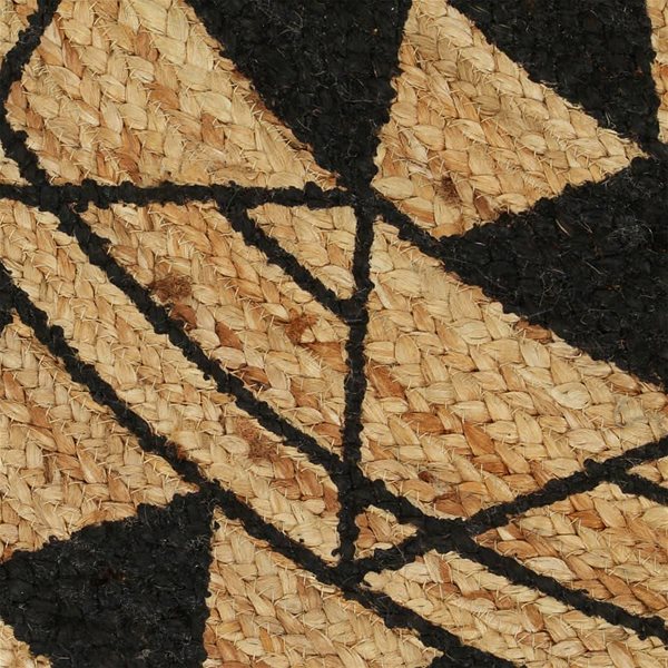 Koberec Ručne vyrobený koberec z juty s čiernou potlačou 90 cm ...