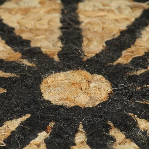 Koberec Ručne vyrobený koberec z juty s čiernou potlačou 90 cm ...