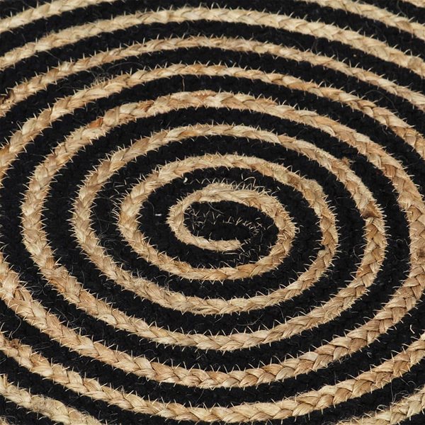 Koberec Ručne vyrobený koberec z juty špirálový dizajn čierny 90 cm ...