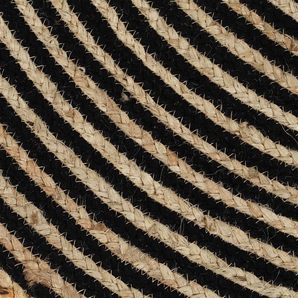 Koberec Ručne vyrobený koberec z juty špirálový dizajn čierny 90 cm ...