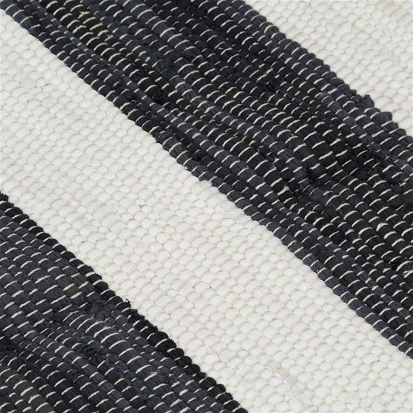 Koberec Ručne tkaný koberec Chindi bavlna 160 × 230 cm antracitovo-biely ...
