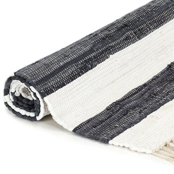 Koberec Ručne tkaný koberec Chindi bavlna 200 × 290 cm antracitovo-biely ...