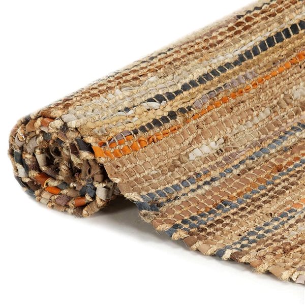 Koberec Ručne tkaný koberec Chindi koža juta 120 × 170 cm bronzový ...