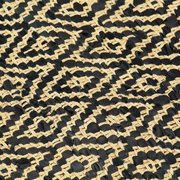 Koberec Ručne tkaný koberec Chindi koža bavlna 120 × 170 cm čierny ...