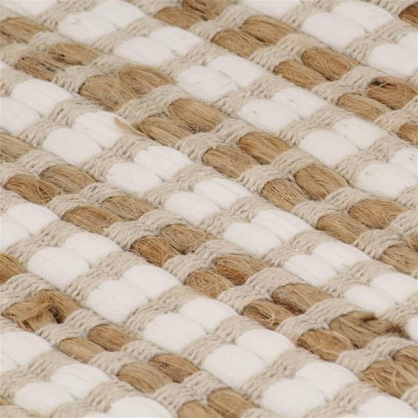 Koberec Ručne tkaný kusový koberec z juty 120 × 180 cm prírodný a biely ...