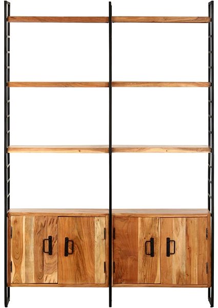 Shelf 4-storey bookcase 124 x 30 x 180 cm solid acacia wood 284416 ...
