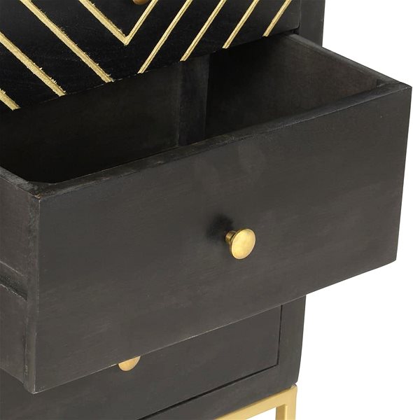 Komoda Komoda so zásuvkami čierna a zlatá 45 × 30 × 105 cm masívny mangovník 286513 ...