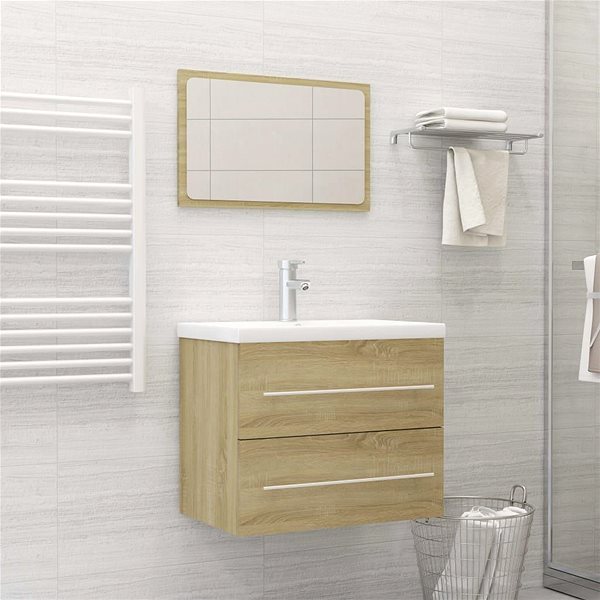 Kúpeľňová zostava 2-dielna súprava kúpeľňového nábytku dub sonoma drevotrieska 804830 ...