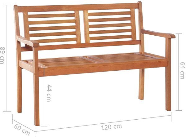 Garden Bench 2-seater Garden Bench 120cm Solid Eucalyptus Technical draft