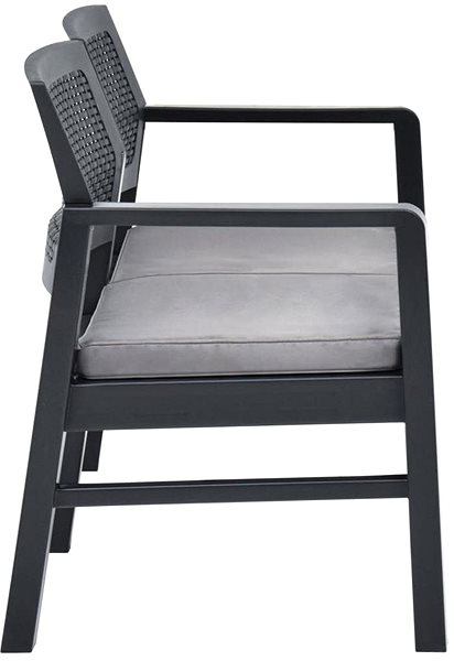 Garden Bench 2-seater Garden Bench with Cushions 120cm Plastic Anthracite Lateral view