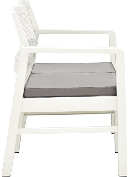 Garden Bench 2-seater Garden Bench with Cushions 120cm Plastic White Lateral view