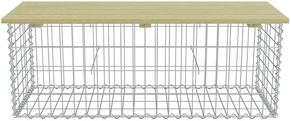 Garden Bench Gabion Bench 120cm Galvanized Steel and Pine Wood ...