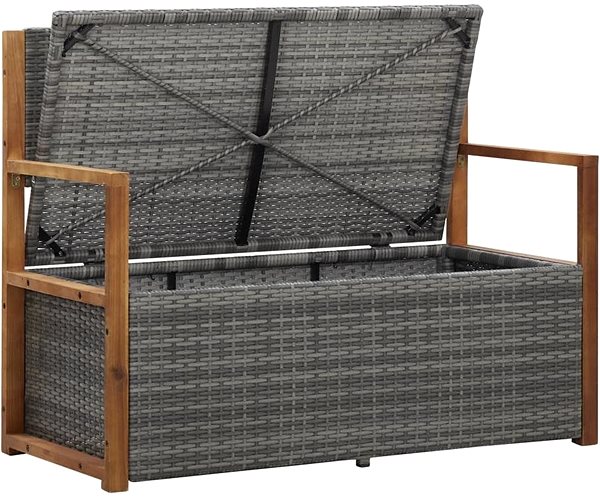 Garden Bench Storage Bench 110cm Polyratan and Solid Acacia Wood, Grey Features/technology