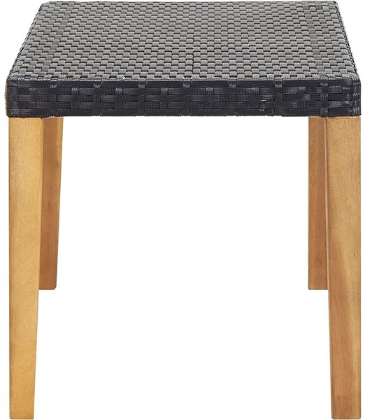 Garden Bench Garden Bench 120cm Black Polyrattan and Solid Acacia Lateral view