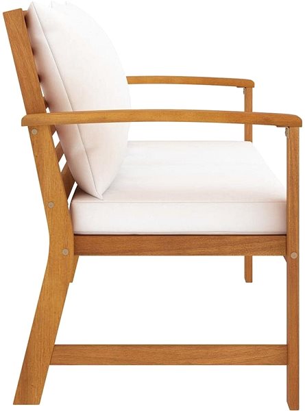 Garden Bench Garden Bench 120cm with a Creamy Pillow, Solid Acacia Lateral view