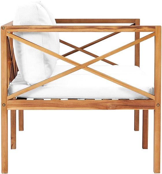 Garden Bench Garden Bench with Cream Cushions Solid Teak Wood Lateral view